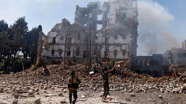 Saudi coalition air strikes in Sanaa Yemen. (AFP)