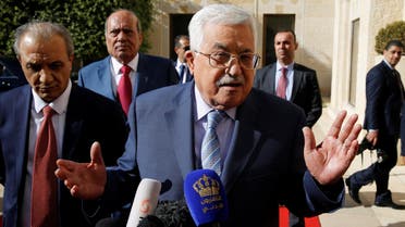 Mahmoud Abbas speaks to the media after his meeting with Jordan’s King Abdullah in Amman on October 22, 2017. (Reuters)