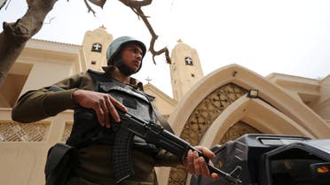 Egyptian police protecting a church. (Reuters)