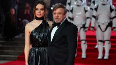 Actors Daisy Ridley and Mark Hamill pose for photographers as they arrive for the European Premiere of ‘Star Wars: The Last Jedi’, at the Royal Albert Hall in central London, on December 12, 2017. (Reuters)