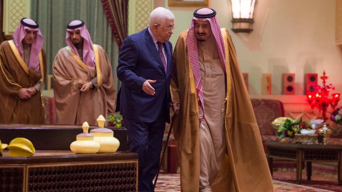 Saudi King Salman receives Palestinian President Mahmoud Abbas in Riyadh