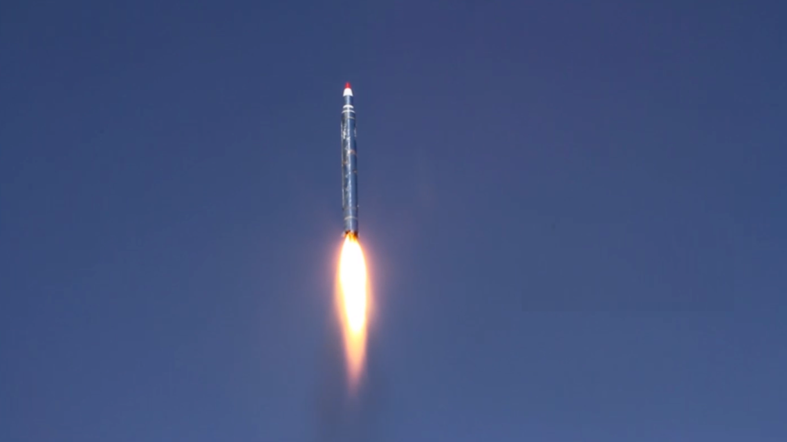 A ballistic missile is seen after it was fired toward the Saudi capital of Riyadh from an undisclosed location in Yemen. (Reuters)