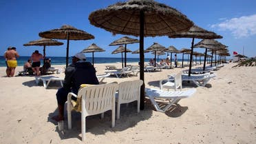 People enjoy the beach of the Tunisian hotel where foreign tourists were massacred in 2015, as it reopens Tuesday May 2, 2017 in Sousse. (AP)