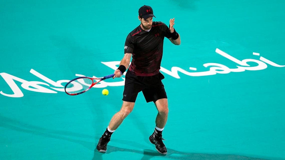 Andy Murray of Great Britain returns the ball to Roberto Bautista Agut of Spain during the Mubadala World Tennis Championship 2017 match in Abu Dhabi. (AFP)