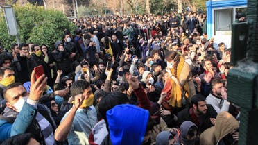 Iranian students protest at the University of Tehran on December 30, 2017. (AFP)