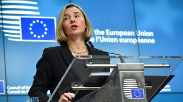 High Representative of the European Union for Foreign Affairs and Security Policy Vice-President of the Commission Federica Mogherini gives a joint press conference after a Foreign Affairs Ministers meeting at EU headquarters in Brussels on December 11, 2017. (AFP)