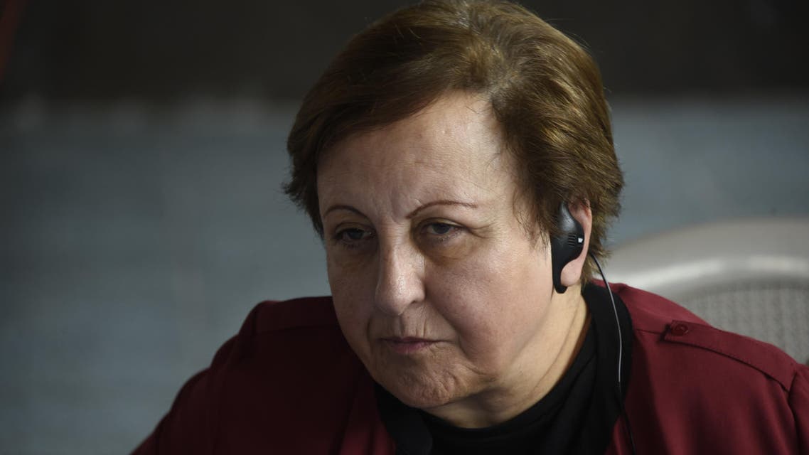 Shirin Ebadi during a press conference in Casillas municipality, Santa Rosa department, 35 km southeast Guatemala City, on October 26, 2017. (AFP)
