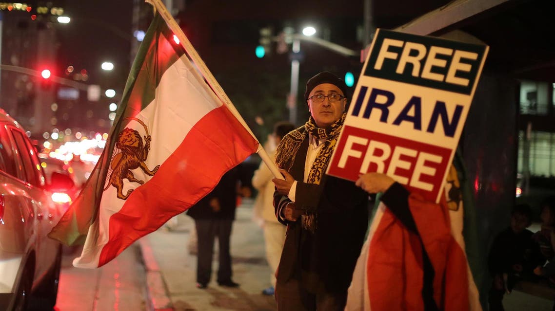 People protest in Los Angeles, California, in support of anti-government protesters in Iran, on January 3, 2018. (Reuters)