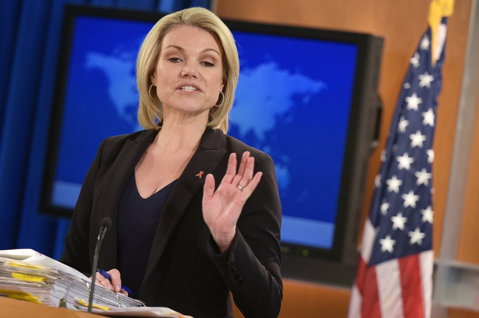 State Department Spokesperson Heather Nauert during a briefing in Washington, DC on November 30, 2017. (AFP)