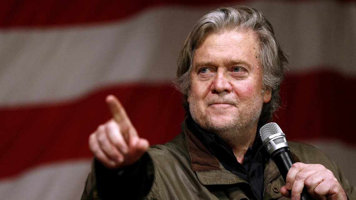 FILE PHOTO: Former White House Chief Strategist Steve Bannon speaks during a campaign event for Republican candidate for U.S. Senate Judge Roy Moore in Fairhope, Alabama, U.S., December 5, 2017. REUTERS/Jonathan Bachman/File Photo