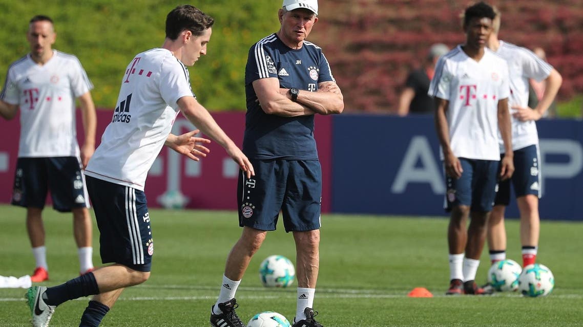 Bayern Munich players take part in a training session during their winter training camp at the Aspire Academy for Sports Excellence in the Qatari capital Doha on January 5, 2018. (AFP)