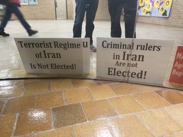 Placards seen at the rally in North York Civic Centre on Jan. 7, 2018. (Picture by Dina Al-Shibeeb)
