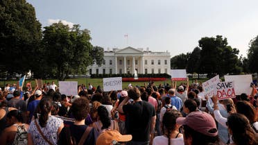 Protestors gather outside the White House to protest President Donald Trump’s plan to repeal DACA in Washington, September 5, 2017. (Reuters)