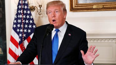 President Trump speaks about Iran and the Iran nuclear deal in the Diplomatic Room of the White House in Washington on October 13, 2017. (Reuters)