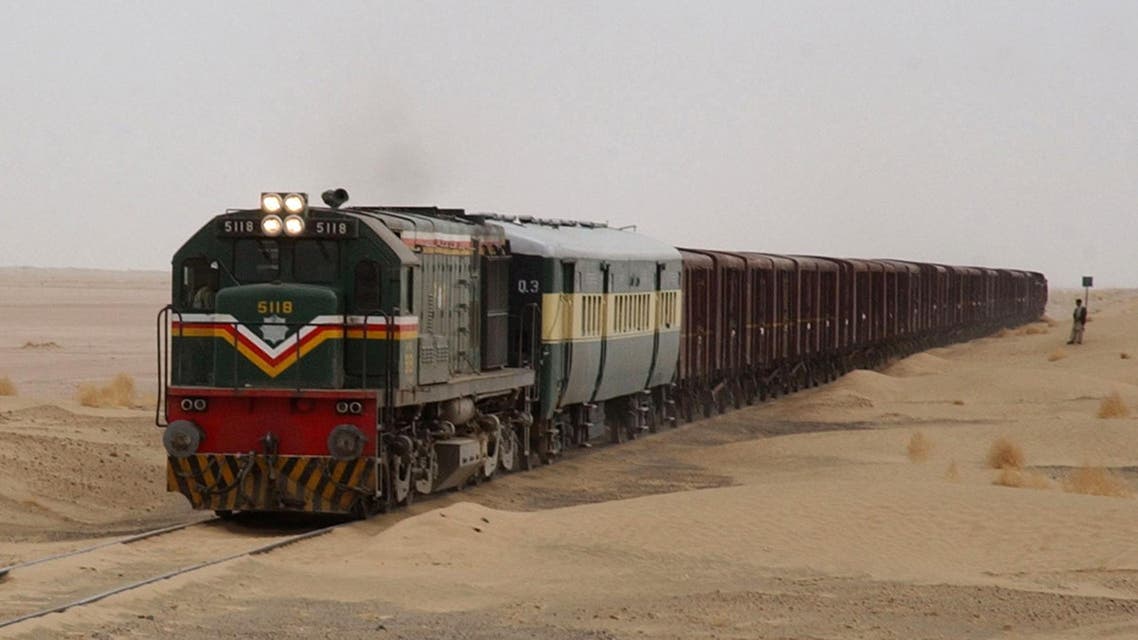 Pakistani goods train on its way to Taftan border between Pakistan and Iran, on February 1, 2006 at Dalbadin, Pakistan. (AP)