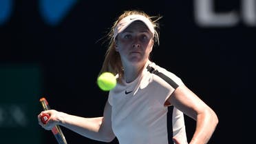 Elina Svitolina hits a return against compatriot Marta Kostyuk on day five of the Australian Open in Melbourne on January 19, 2018. (AFP)