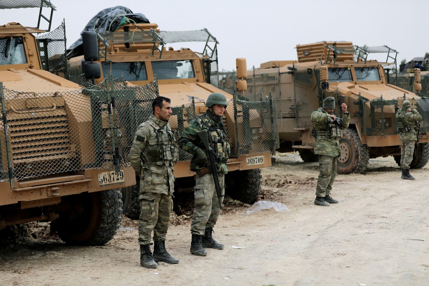 Turkish forces are seen near Mount Barsaya, northeast of Afrin, Syria January 22,2018. (Reuters)