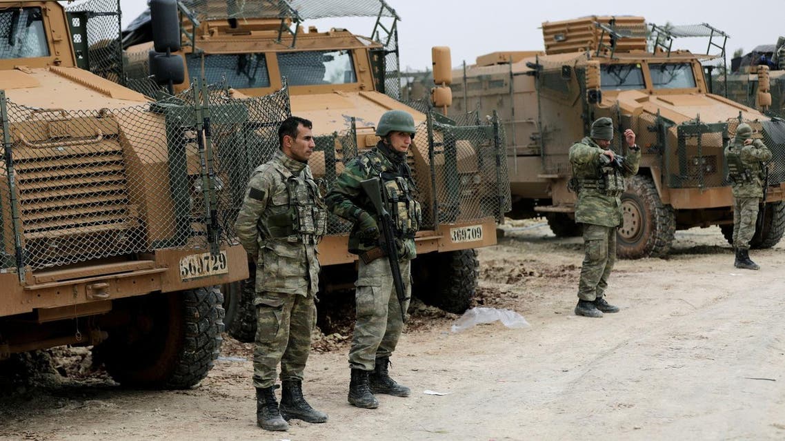 Turkish forces are seen near Mount Barsaya, northeast of Afrin, Syria January 22,2018. (Reuters)