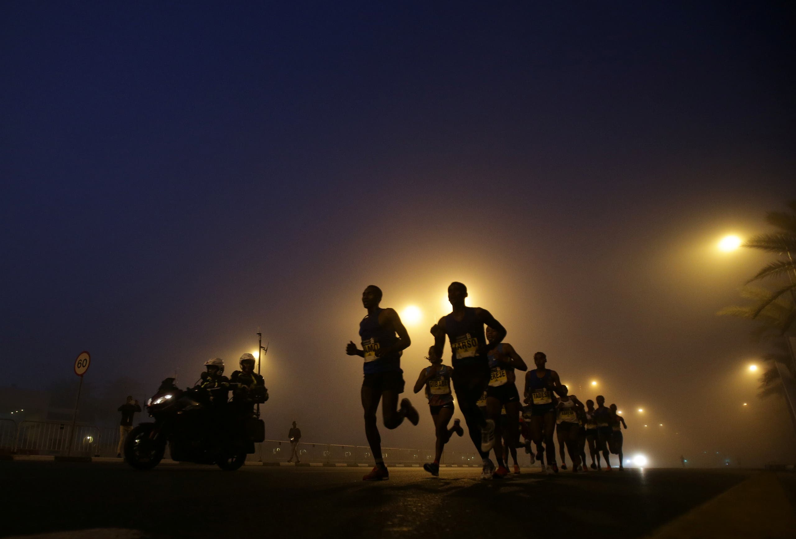 Athletes compete during the Dubai Marathon in Dubai, UAE January 26, 2018. REUTERS