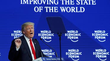 (Reuters) President Donald Trump gestures while speaking at Davos, January 26, Switzerland