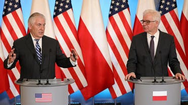 US Secretary of State Rex Tillerson   and Poland's Foreign Minister Jacek Czaputowicz attend a news conference in Warsaw, Poland, on January 27, 2018. (Reuters)