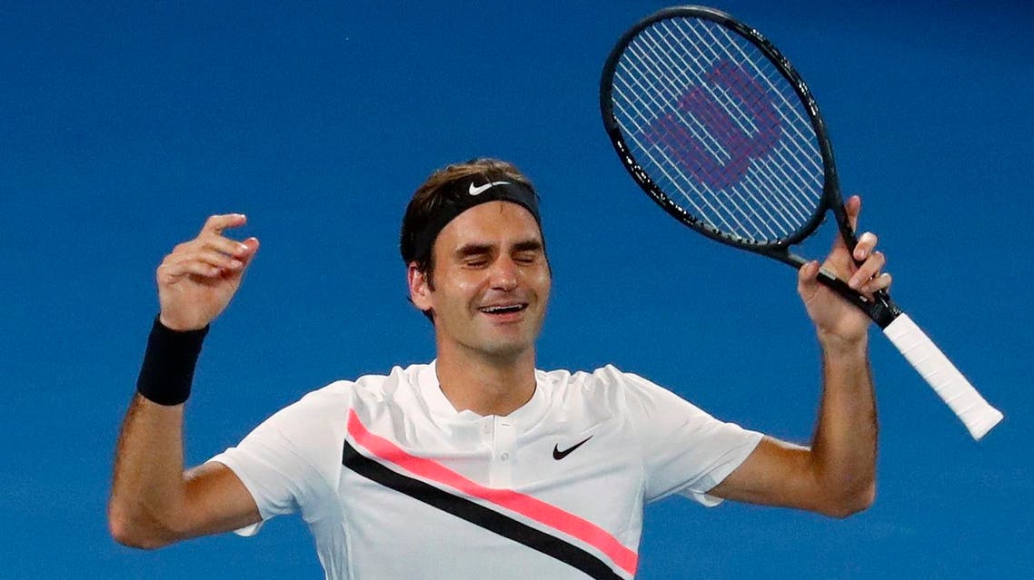 Roger Federer of Switzerland celebrates winning against Marin Cilic the Men's singles final of the Australian Open  at Rod Laver Arena, Melbourne. (Reuters)