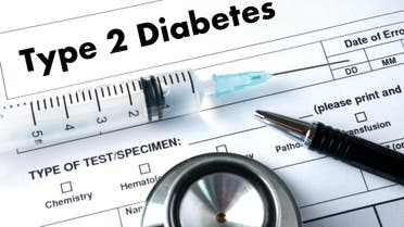 Type 2 diabetes doctor a test disease health medical concept - Stock image... 