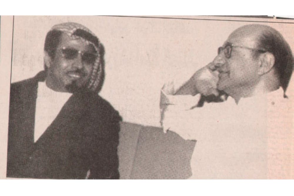 الفنان مطلق الذيابي مع الموسيقار محمد عبدالوهاب