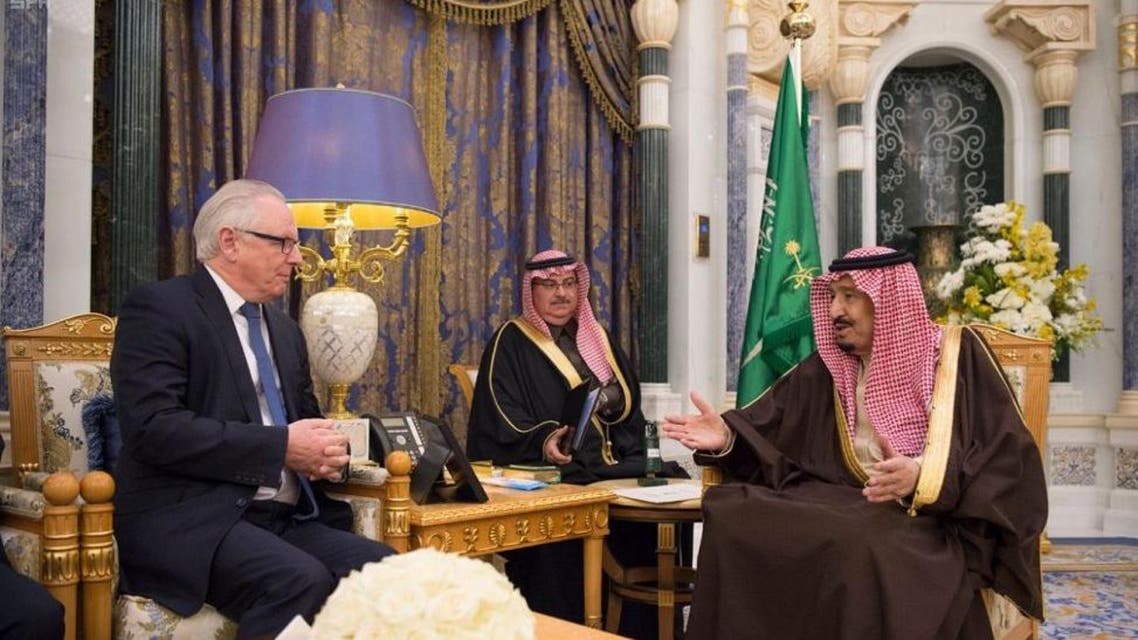 Saudi King Salman and British Conservative party. (SPA)