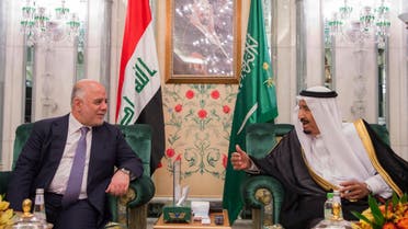 Iraqi prime minister and saudi king salman. (AP)