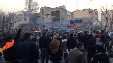 People protest in Tehran, Iran December 30, 2017 in this still image from a video obtained by REUTERS. 