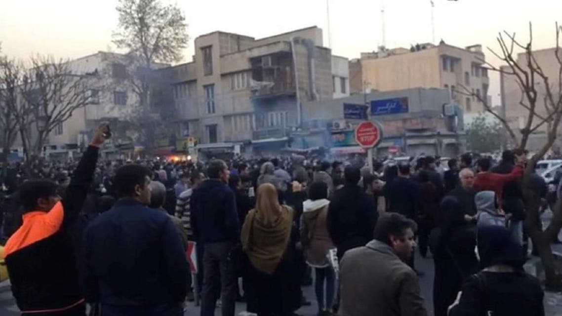 People protest in Tehran, Iran December 30, 2017 in this still image from a video obtained by REUTERS.