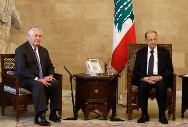 US Secretary of State Rex Tillerson (L) meets with Lebanese President Michel Aoun at the presidential palace in Baadba on the outskirts of the capital Beirut on February 15, 2018.  Joseph EID / AFP