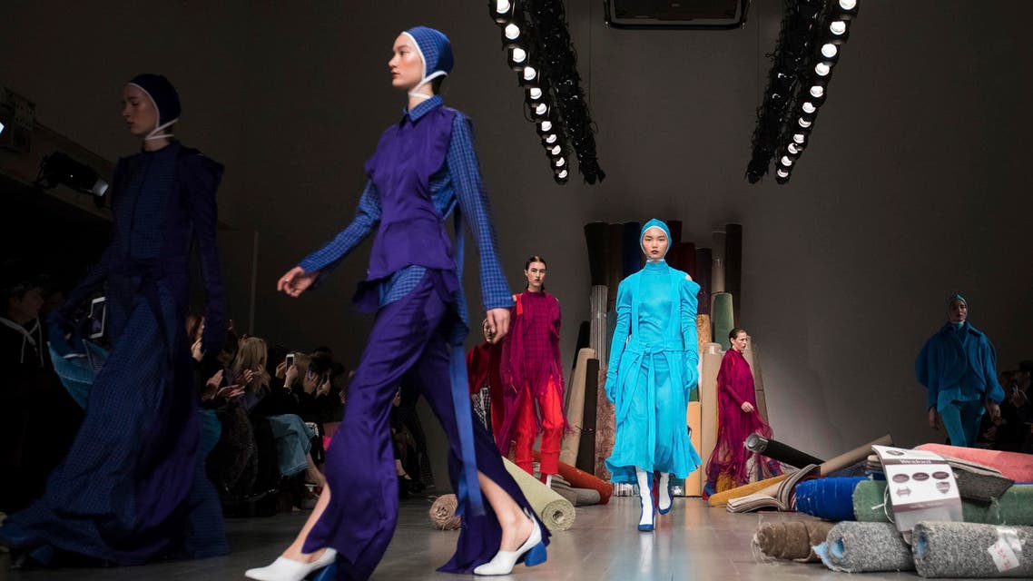 Models wear creations by designer Richard Malone at the Autumn/Winter 2018 fashion week runway show in London, Friday, Feb. 16, 2017.(Photo by Vianney Le Caer/Invision/AP)