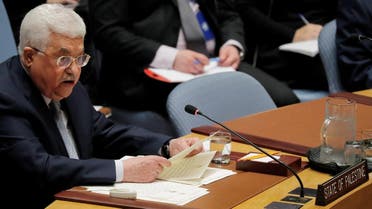 Palestinian President Mahmoud Abbas speaks during a meeting of the United Nations (UN) Security Council at UN headquarters in New York, US, February 20, 2018. (Reuters)