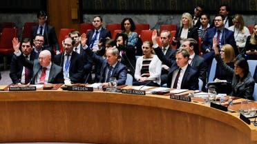 Members of the United Nations Security Council vote for ceasefire to Syrian bombing in eastern Ghouta. (Reuters)