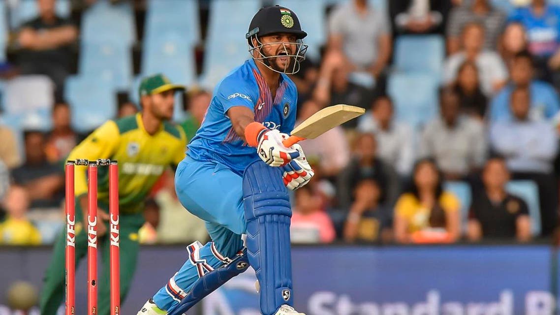 India's Suresh Raina shouts to the non-striking batsman during the second T20I cricket match between South Africa and India. (AFP)