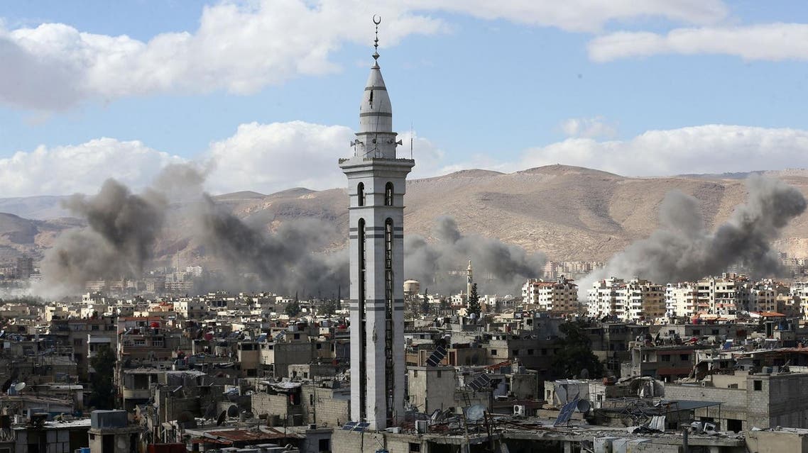 Smoke rises from the besieged Eastern Ghouta in Damascus, Syria, on February 27, 2018.( Reuters)