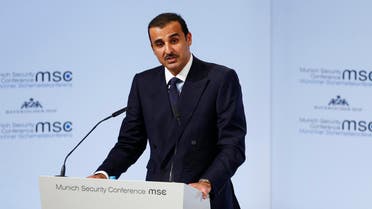 Emir of Qatar Sheikh Tamim bin Hamad al-Thani talks at the Munich Security Conference in Munich, Germany, February 16, 2018. (Reuters)