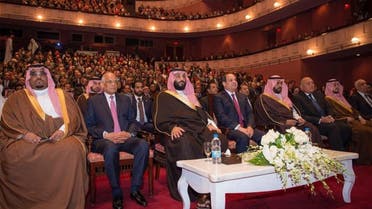 Saudi Crown Prince Mohammed bin Salman visited the Egyptian Opera House on Monday. (SPA)