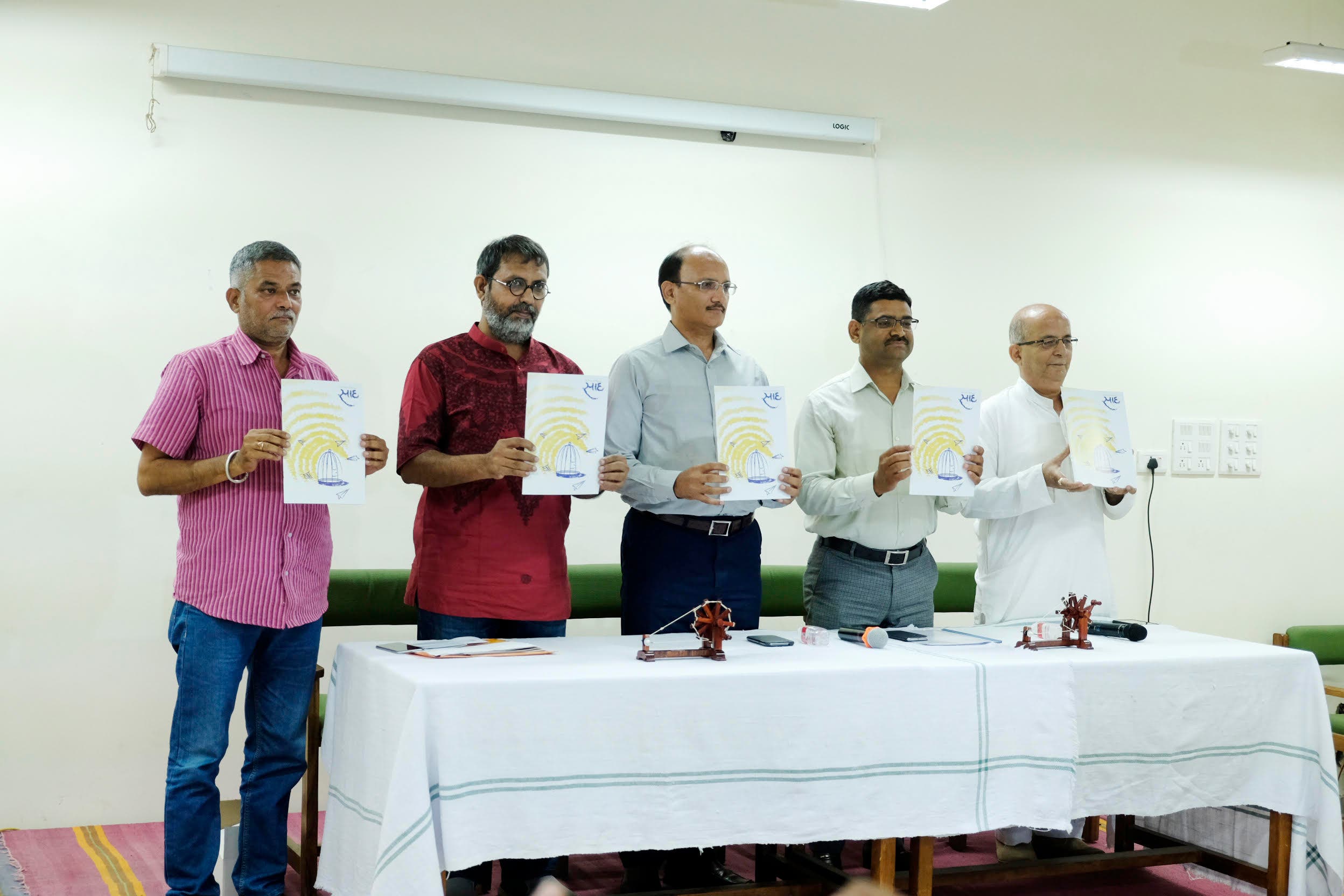 Vivek Desai’s (second from left) Navjeevan Trust has offered to print prisoners’ magazine free of cost. (Supplied)