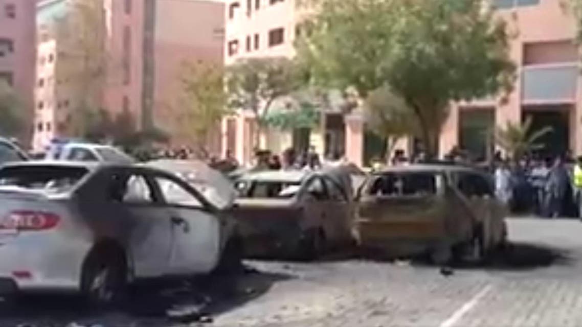 The fire in residential community Discovery Gardens resulted in two “completed gutted” cars. (Photo courtesy: Khaleej Times)
