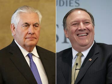 US Secretary of State Rex Tillerson (L) on February 15, 2018 and then Central Intelligence Agency Director Mike Pompeo on April 13, 2017 in Washington, DC. US President Donald Trump ousted top diplomat Rex Tillerson and named Mike Pompeo as his successor at the State Department. (AFP)