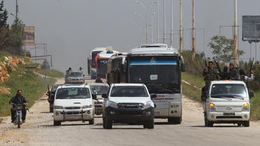 A convoy of buses carrying Sunni rebels and civilians, who were evacuated from Zabadani and Madaya, as part of a reciprocal evacuation deal for four besieged towns, travels towards rebel-held Idlib, Syria April 21, 2017. (Reuters)