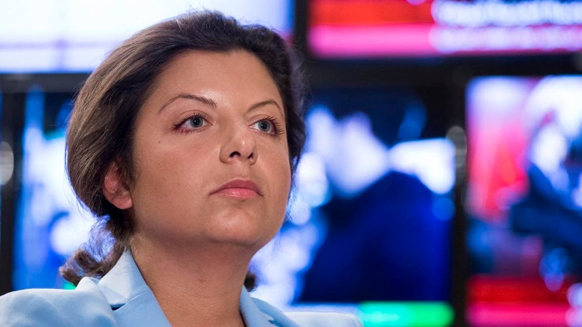 Margarita Simonyan, the head of the Russian television channel RT, listens to a question during her interview with the Associated Press in Moscow. (AP)
