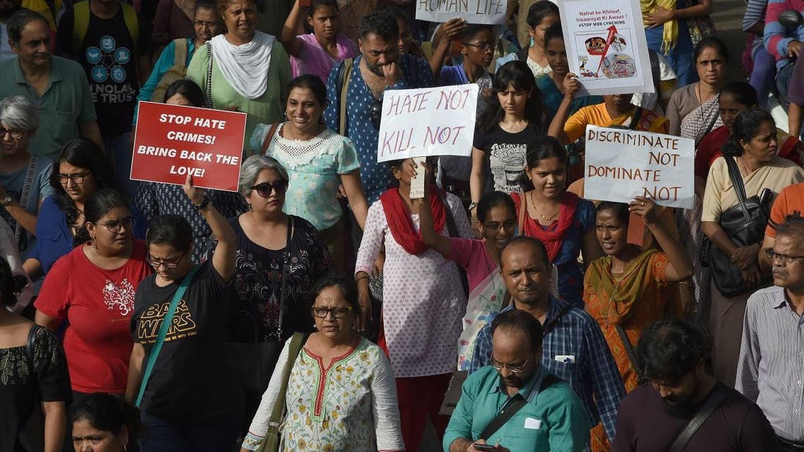 ndian demonstrators take part in a protest against a spate of murders targeting minorities under the pretext of protecting cows in Mumbai on July 3, 2017. (AFP)