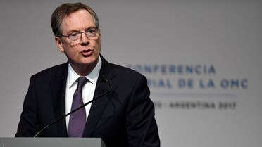 US Trade Representative Robert Lighthizer speaks during the 11th Ministerial Conference of the WTO plenary session in Buenos Aires, Argentina. (AFP)