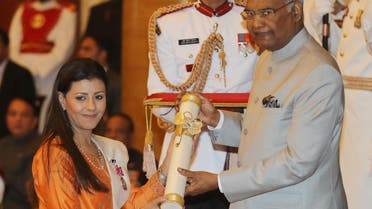 Nouf marwaai yoga award india. (AFP)