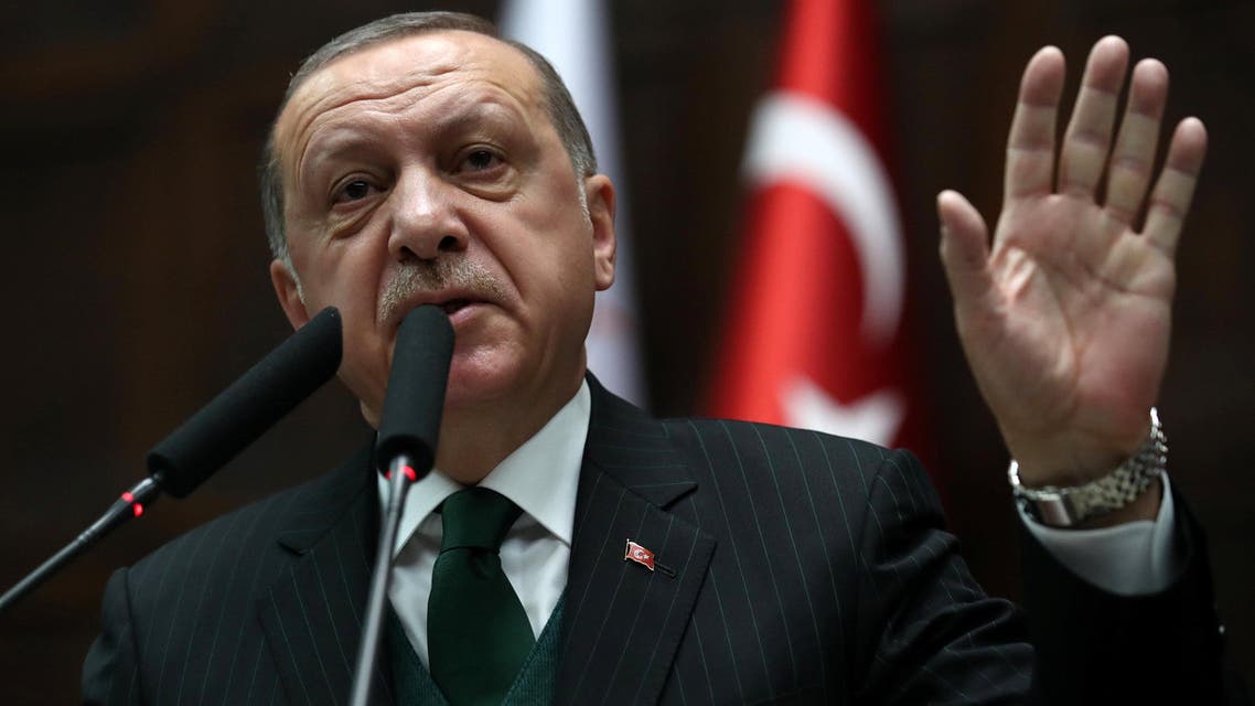 Turkish President Tayyip Erdogan speaks during a meeting in Ankara, Turkey March 9, 2018. Kayhan Ozer/Presidential Palace/Handout via REUTERS ATTENTION EDITORS - THIS PICTURE WAS PROVIDED BY A THIRD PARTY. NO RESALES. NO ARCHIVE.