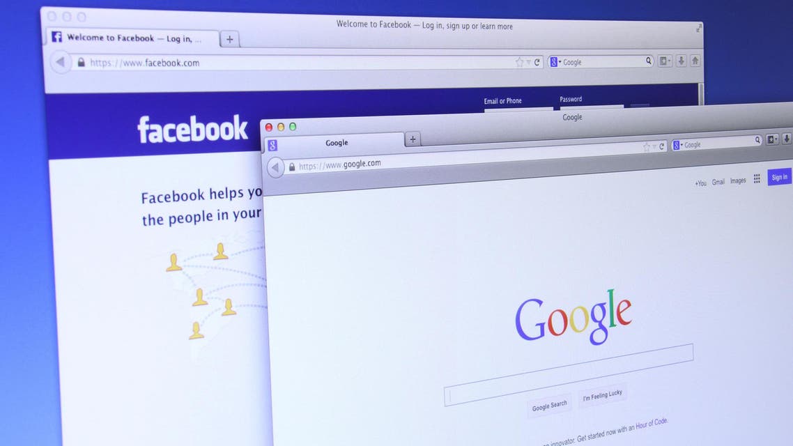 Google and Facebook website - Stock image...
